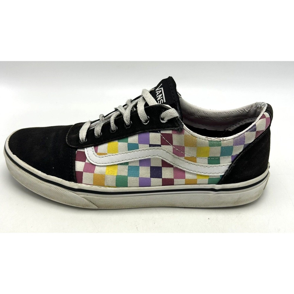 Vans Sneakers Womens 7.5 Rainbow Checkerboard Lace Up Skate Shoe Low Top Read